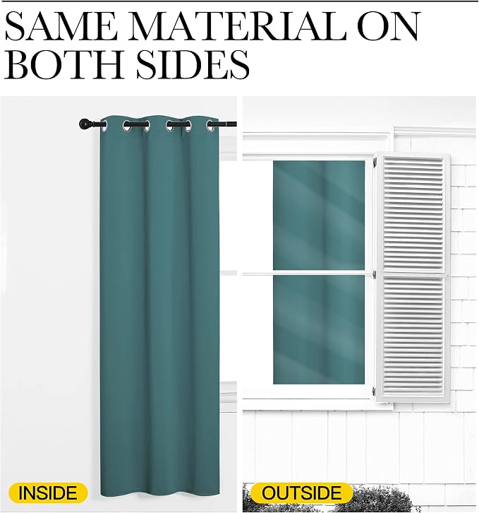NICETOWN Blackout Drape for Nursery, Sea Teal, Single Panel, 55 by 78-inch, Home Fashion Thermal Insulated Blackout Room Darkening Curtain/Drapery with Ring Top