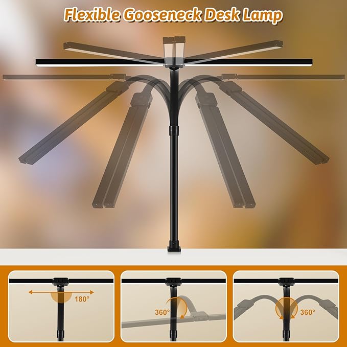 LED Desk Lamp for Office Dorm Home - Eye Caring Desk Light 18W Gooseneck Dimmable Table lamp with Anti-Glare Cover Base(No Remote)