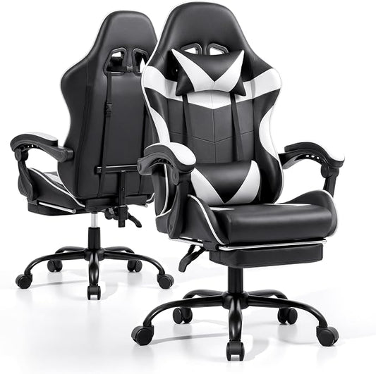 Gaming Chair with Footrest and Lumbar Support, Height Adjustable Chair with 360°Office Desk Chair,Heavy Duty 330lbs Computer Chair for Adults