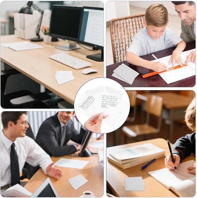 Vsagier 4 Pads, 200 Sheets, Translucent Frosted Sticky Notes 3"x 3", See Through, Waterproof, Clear Self-Stick Note, Easy to Post It for Office, Home, Notebook, Meeting, Office Supplies