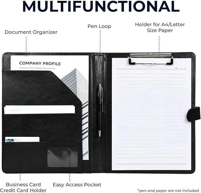 10 Pack Padfolio Portfolio Binder, Faux Leather Folder, Resume Interview Legal Document Organizer, Letter Sized Writing Pad w/Business Card Holder, A4 Professional Folio for Office Conference10