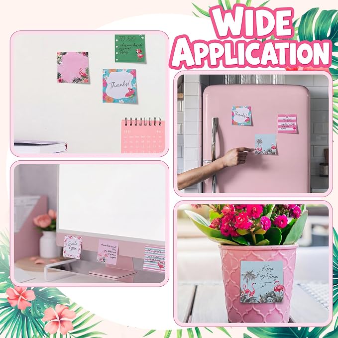 9 Pads Flamingos Sticky Notes 3x3 Inch Cute Self Stick Notepads Notes Adhesive Memo Pad Office Decor Gifts for Students School Teacher Meeting Office Supplies