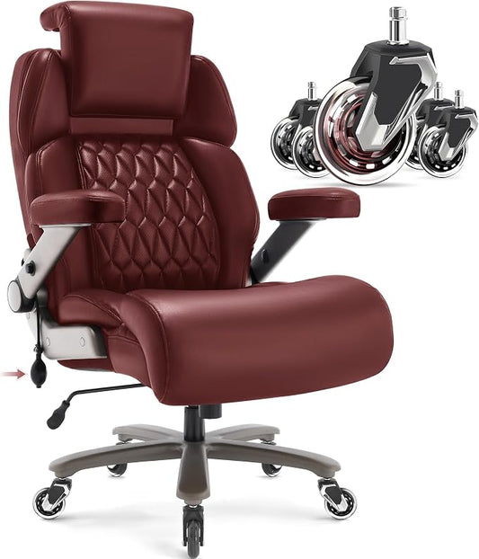 Big and Tall Office Chair 700lbs, Ergonomic High Back Computer Desk Chair | Adjustable Headrest&Lumbar Support, 3D Flip Arms, Large Wheels, Heavy Duty Metal Base, Thick Padded Wide Seat Executive Chair