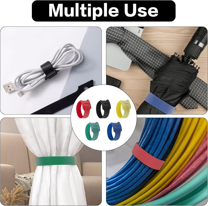 50 Pcs Reusable Cable Ties for Cords, 6 Inches Hook and Loop Adjustable Cord Straps, Reusable Zip Ties, Wire Organizers for Cords Electrical Cord Management Office Home Computer PC Cable Management