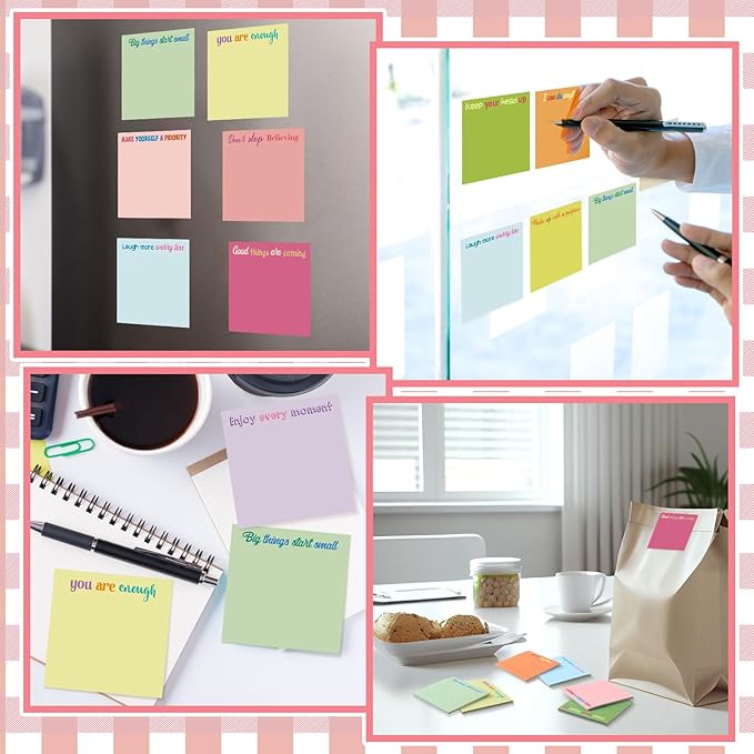 Yinder 24 Pcs Inspirational Sticky Notes Thank You Gift Motivational Sticky Note Pad Employee Appreciation Gift Bulk for Staff Coworker Teacher Nurse Office Groups 3 x 3'' (Inspire,Macaron Colors)