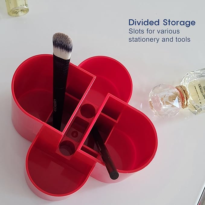 Aesthetic Desk Organizer [Arctic White] - Multi-Compartment Pen Holder & Remote Control Caddy, Modern Vanity Makeup Brush Organizer, Premium Stationery Storage (Made In Korea)