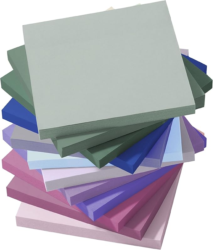 Mr. Pen- Colorful Sticky Notes, 3”x3”, 12 Pads, Mute Colors Sticky Notes Bulk, Self-Stick Note Pads, Stocky Notes for Bible Journaling