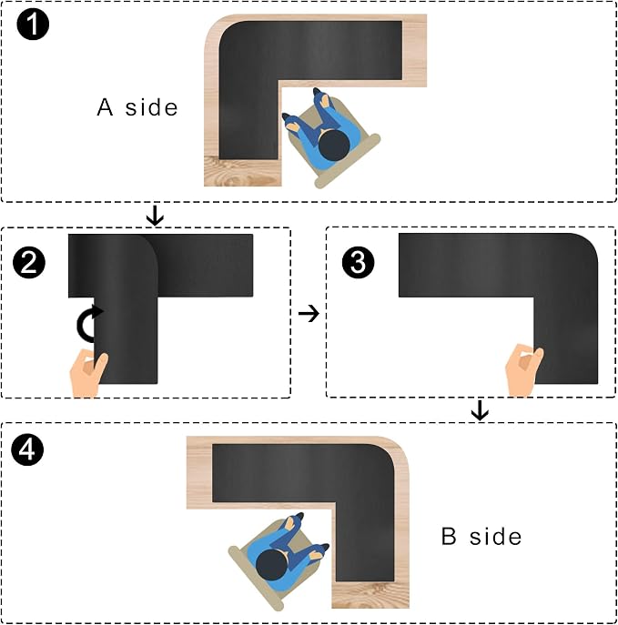 CENNBIE Dual Sided L Shaped Desk Pad,‎‎ (43.3"+51") x16 Inches Corner Leather Desk Pad,l Shaped Desk Gaming mat,Waterproof l Shaped Leather Mouse pad,Home Office Accessories Corner Desk Mat(Black)