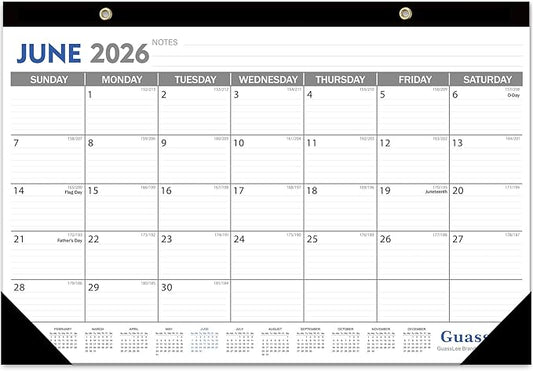 GuassLee Desk Calendar 2026-2027 - 19 Monthly Desktop Calendar 17" x 11.5" Medium Size Runs from Jun. 2026-Dec. 2027 with Julian Dates for Students Family Office Easy Planning
