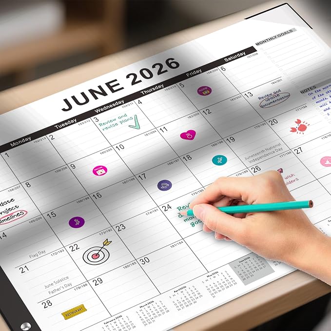 Gannyfer Desk Calendar 2026-2027, Large Desk Calendar 22" x 17", Use Now to Mar 2027, 18 Monthly Academic Desktop Calendar 2026 with To-Do List, Desk Calendar 2026 for Office, School, Home(6 Stickers)