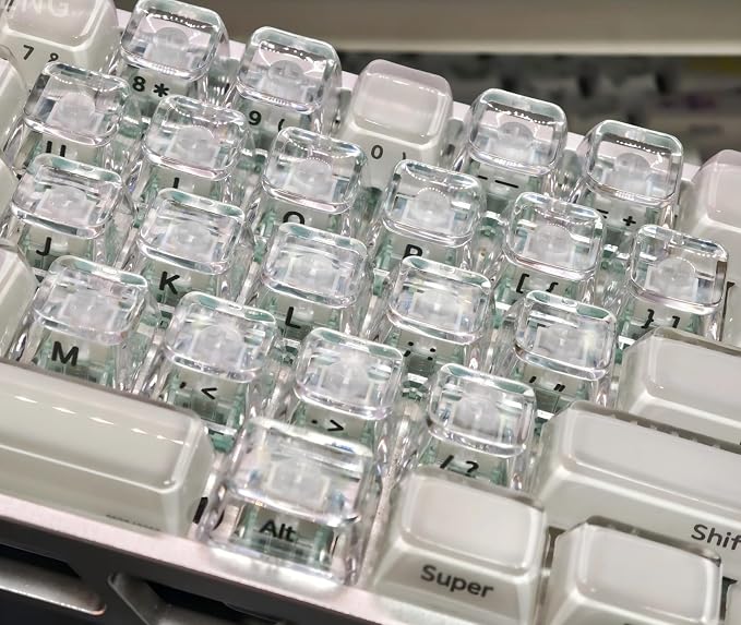 OHY XVX 21Keys MDA Profile Clear Keycaps, Side Printed Characters,Backlit Glitter Sweet Heart Keycap Set for MX Switches Mechanical Keyboard, Perfect Match with XVX Crystal R2-Transparent