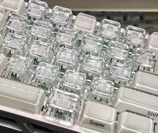 OHY XVX 21Keys MDA Profile Clear Keycaps, Side Printed Characters,Backlit Glitter Sweet Heart Keycap Set for MX Switches Mechanical Keyboard, Perfect Match with XVX Crystal R2-Transparent