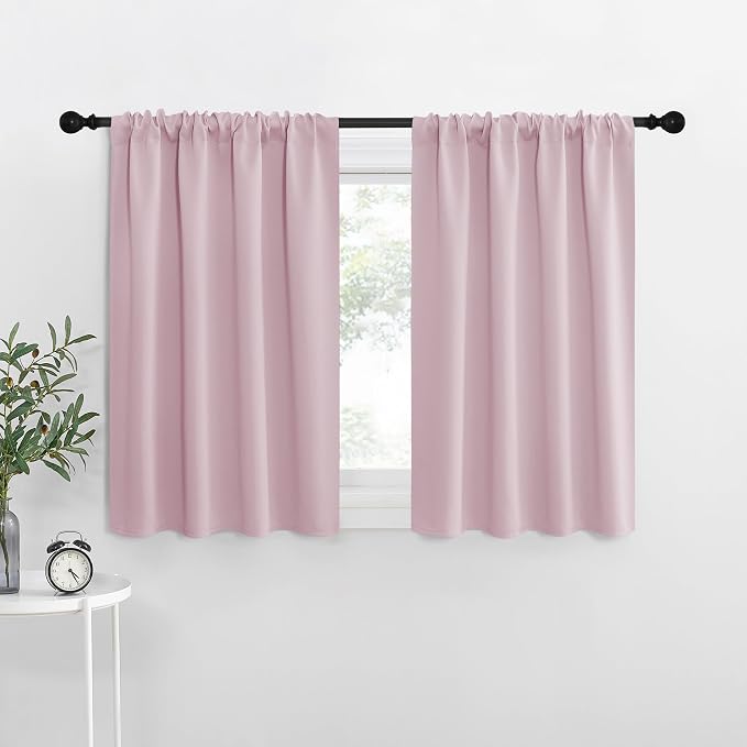 NICETOWN RV Blackout Curtains for Camper Windows, Baby Pink, 29" Wide by 40" Long, 2 PCs, Short Blackout Curtains & Drapes, Thermal Insulated Blackout Curtain Panels for Kids Room, Play Room