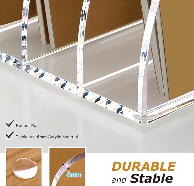 SANRUI Acrylic Desk File Organizer, 8 Slot Clear Magazine File Holder | Desktop Vertical Workspace Sorters, Folder Rack for Office Accessories Organization Storage