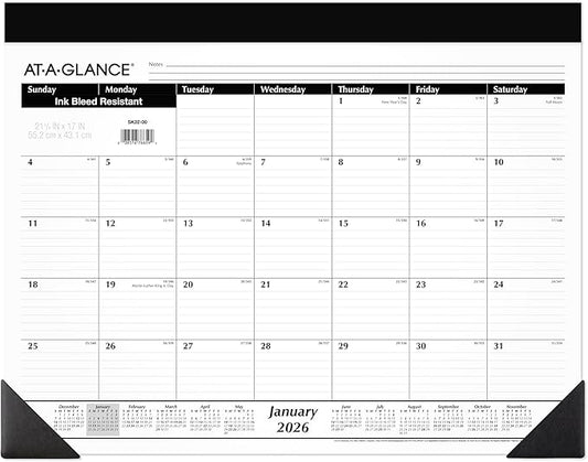 AT-A-GLANCE 2026 Desk Calendar, Monthly, Desk Pad, 21-3/4" x 17", Standard (SK220026)