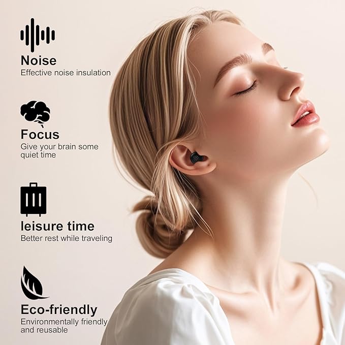 M1 Ear Plugs,45dB Ear Plugs for Sleeping,High Fidelity Concert Ear Plugs for Noise Reduction,Work,Travel,Sports,with 6 Silicone Earplug Tips,Reusable Noise Cancelling,Black