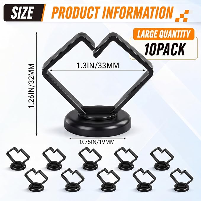 Konohan 10 Pack Magnetic Cable Holder 23lbs Heavy Duty Zip Tie Mount Base 7/8" Magnetic Cable Organizer Clip Scratch-free Wire Management for Home Office Desk Server Rack Marine Electrical