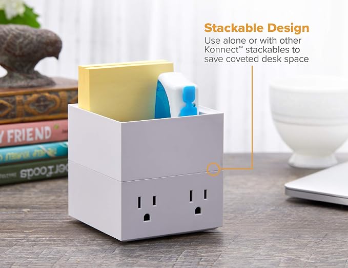 Bostitch Office Konnect Desk Organizer Accessory Tray, Stacks for Desktop Storage, White (Pack of 6)