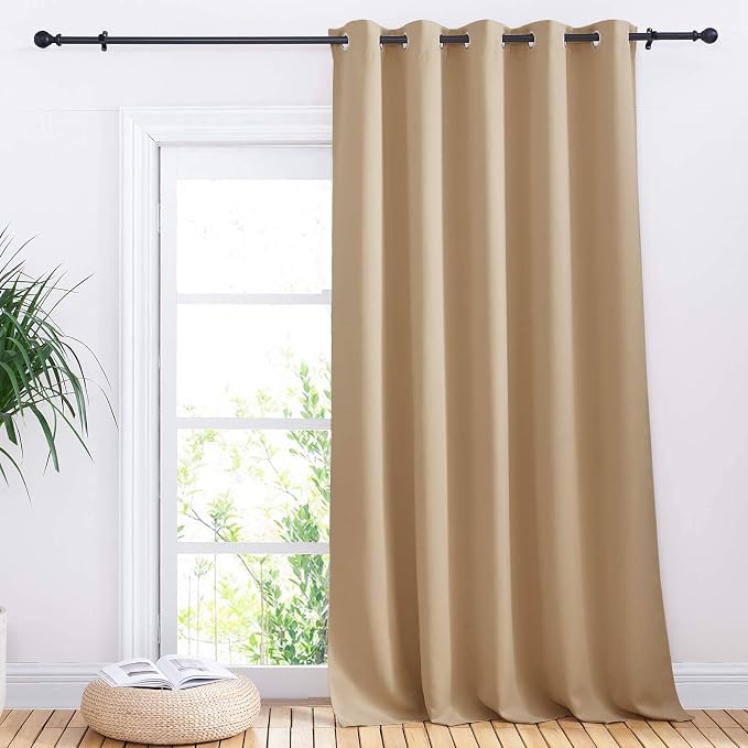 NICETOWN Sliding Door Blinds Window Treatment, Blackout Patio Door Curtain Panels, Privacy Thermal Drapes for Department (Biscotti Beige, W70 x L95)