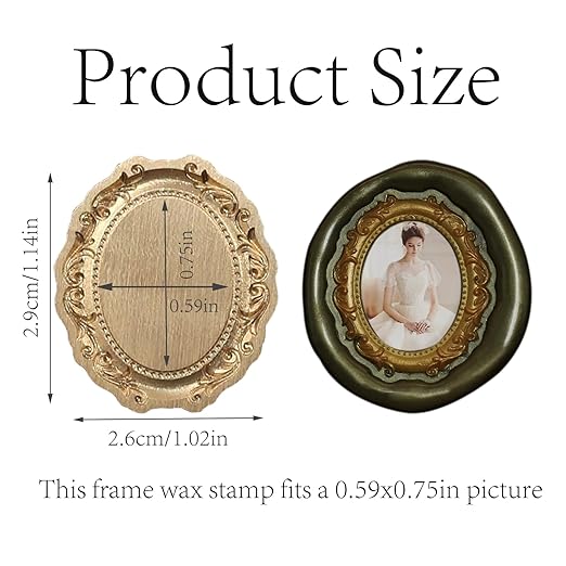 Vintage Embossed Frame Wax Seal Stamp Kit - 3D Relief Frame Seal Stamps with 24-Color Sealing Beads 600pcs, Electric Wax Warmer, Spoon & Pens for Wedding Invitations, Letters (Oval #6)