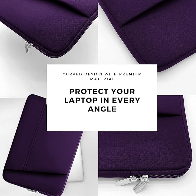 Laptop Sleeve Case 15.6 inch, Sturdy Portable Monitor Computer Laptop Case, Carrying Sleeve Bag 15.6'' with Pockets for MacBook PC Mac HP Lenovo Dell Asus Xbox Switch, Deep Purple