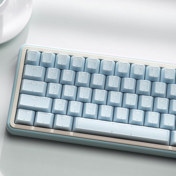 Blue Jade keycap, 142Key Set, Translucent Double Shot 142 Keys Cherry Profile for 60% 65% 75% 87 104 108 Layout Mechanical Keyboards, MX Switch CompatibleKeyboard