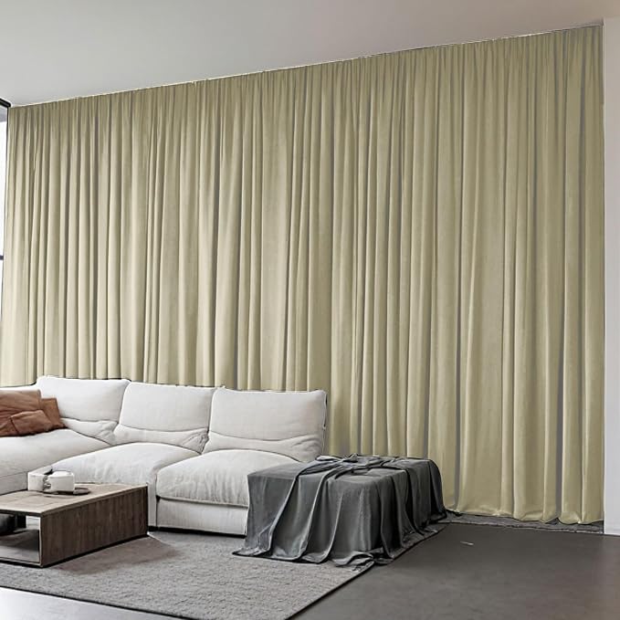 Extra Wide blackout Curtains Soundproof Room Separator - Room Divider Curtains for Ceiling Track System or Rod With Hooks - Privacy Floor to Ceiling Curtain for Wall Ceiling Mount Track, 1 Panel