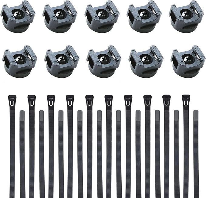Magnetic Cable Zip Mounts Magnetic Cable Holder 22mm Multipurpose Magnet Wire Management Bases with 7.84" Reusable Zip Ties for Cord Organizer (10Magnets, 20 Cable Ties)
