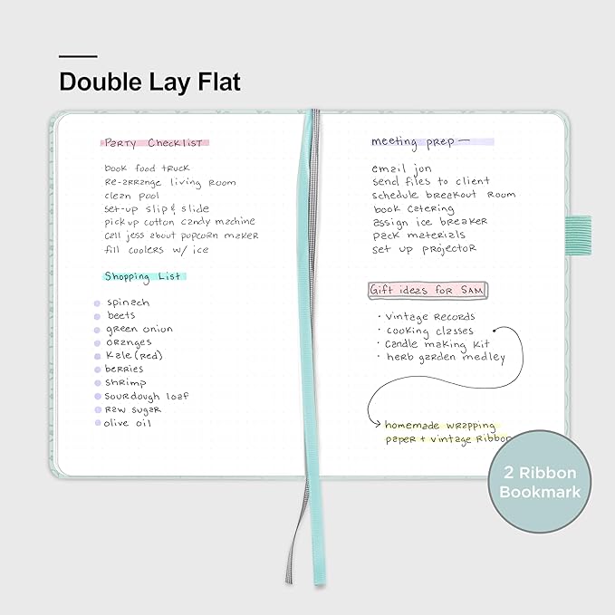 &And Per Se Dotted Journal Notebook, A5 Hardcover Aesthetic Dotted Notebook – 160 Pages 100gsm Thick Dot Grid Paper, 3 Sticker Sheets – Gift-Ready Journaling Kit for Women (Light Blue)
