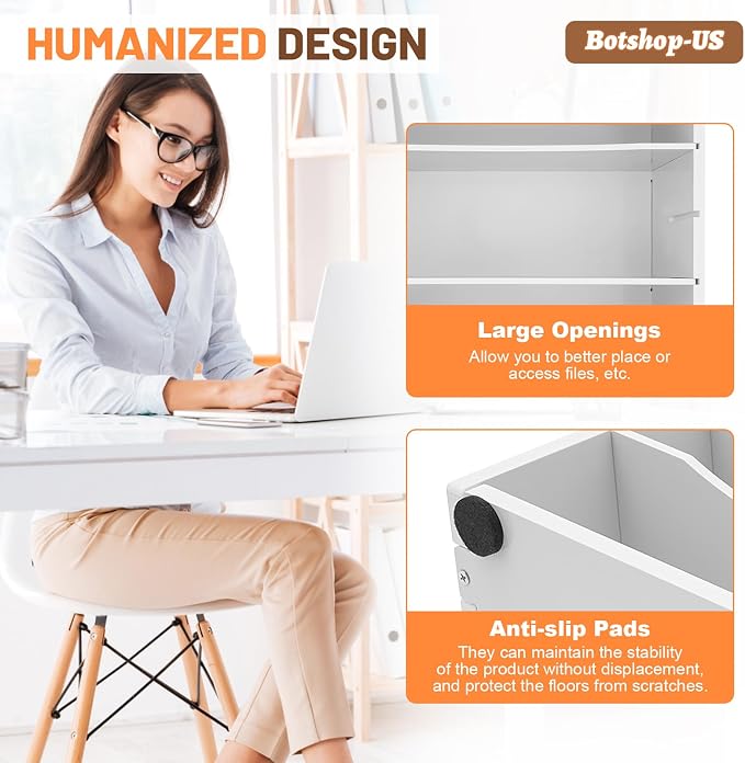 Gdrasuya10 Office Desk Organizer Shelf 2Pcs File Holder Mail Sorter Paper Organizer for Desk 4 Compartments Letter Tray Home & Office Mailbox School Desktop Adjustable Shelves, White