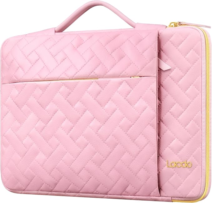 Lacdo 360° Protective Laptop Sleeve Case for 14 inch New MacBook Pro M5 Pro/Max A3426 A3427 (2026), M5/M4/M3/M2/M1 A3434 A3112 A3401 A3185 A2918, 13.8 inch Surface Laptop Computer Bag, Sakura Pink
