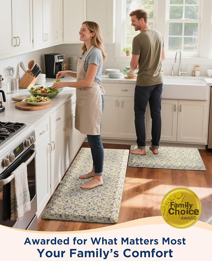 Ophanie Kitchen Mats for Floor,3/4 inch Thick,20x32 Anti Fatigue Cushioned Mat with 99+ Pairs of Anti-Slip Bottom Ridges,Kitchen Rugs,Waterproof,Comfort Ergonomic Standing Mat for Office,Home,Sink