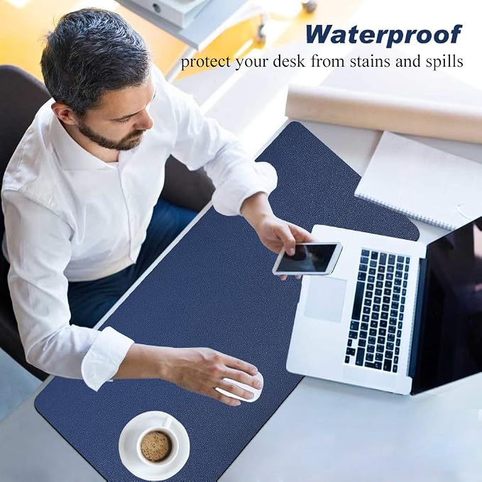Desk Pad for Office Home 31" x 13",PU Leather Waterproof Large Desk Writing Mat Organizer,Multifunctional Ultra Thin Dual Use Desk Blotters Mouse Pad Protector …
