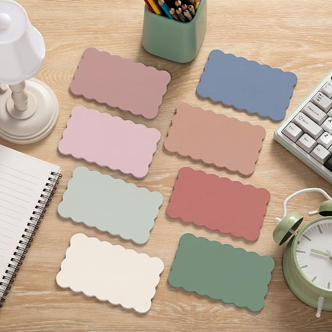Eaasty 8 Pack Scalloped Sticky Notes Cute Adhesive Memo Pads Vintage Colors Aesthetic Unlined Self Stick Note Pads 3" x 5" Pretty Wavy Sticky Notes Bulk 240 Sheets for School Office Supplies