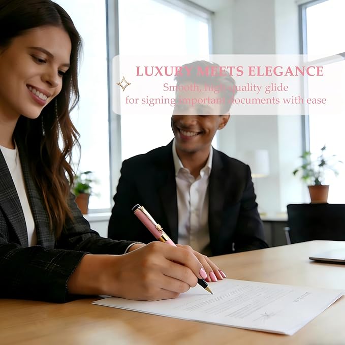 Luxury Pen,Best Luxury Ball Pen Gift Set for Women,Black Ink Fancy Pen Refillable for Executive Office,Professional,pretty pens,cool pens,Nice cute Designer Pen(Pink)