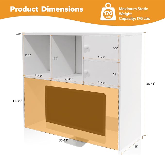 YGYQZ Desk Hutch with 4 Shelves for Computer Desk, White | 4 Storage Shelves, Spacious Desk Organization, Stable Construction, Space-Saving Design, Ideal for Office, Study & Dorm