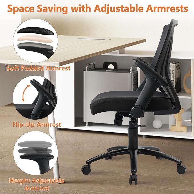 CLATINA 500lbs Big and Tall Office Chair Heavy Duty Ergonomic Mesh Desk Chairs with Wide Thick Seat Cushion and Adjustable Armrests for Home Office Conference Heavy People, Black(8 Pack)