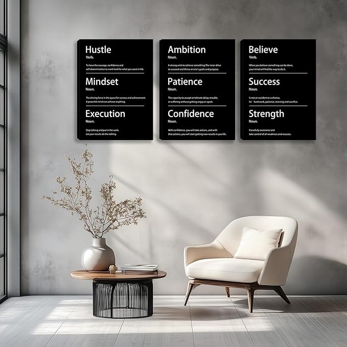 Motivational Wall Decor Paintings Inspirational Office Wall Decor Posters Prints 3 Pieces Bedroom Decor Living Room Office Canvas Picture Wall Painting Home Decoration Framed Artwork (36''W x 16''H)