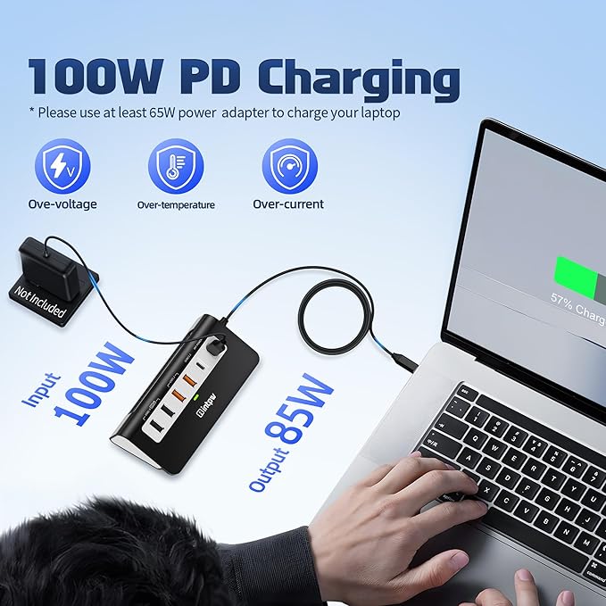 P9 PRO USB C Hub 10Gbps, 9-in-1 USB C Docking Station 3.28FT with 4K@60Hz HDMI, 3 Type-C/A 3.2, 2 Type-A 2.0, PD 100W, SD/TF Port, Black Aluminum USB Hub for Laptop, iPhone 17, MacBook Air/Pro