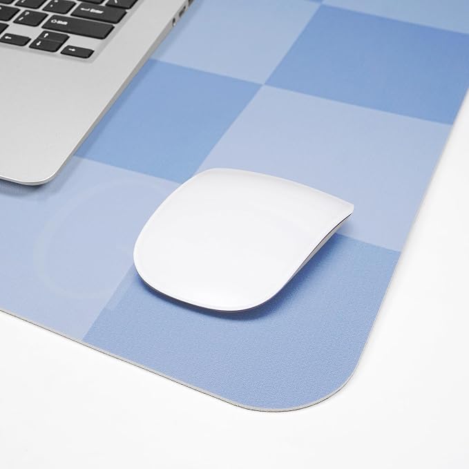 AFIING Light Blue Desk Mat 31.5" x 12", Waterproof PU Leather Desk Pad | Non-Slip Rubber Base, Easy Clean Surface, Desk Protection, Office & Home