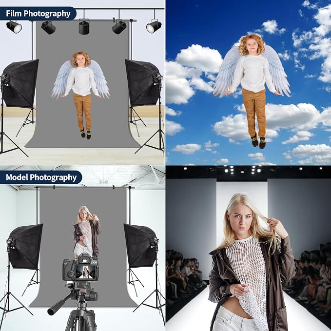 Grey Backdrop Background for Photography Photo Booth Backdrop for Photoshoot Background Screen Video Recording Parties Curtain 10x20FT