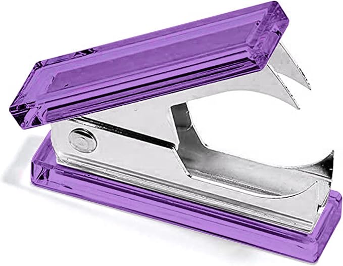 3-Piece Acrylic Desk Set, Purple with Silver Metal | Ruler, scissors, and staple remover set, Functional and elegant desk accessories, Stationery tools for office, and school