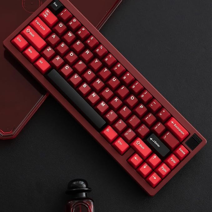 PBT Keycaps Set 164Keys Cherry Profile Red Black Keycaps 60% 65% 75% 100% Dye Sublimation Costom Key caps for Cherry Gateron MX Switches Mechanical Keyboards
