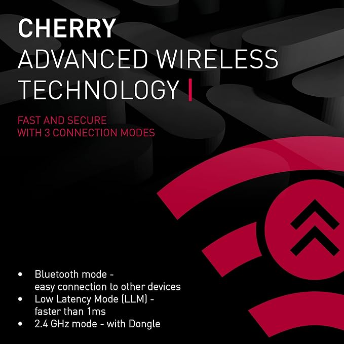 Cherry MX 3.0S Wireless, Mechanical Gaming Keyboard, Bluetooth, 2.4 GHz & Wired Mode, RGB Lighting, Aluminum Housing, Rechargeable, MX2A RED Switches, Black