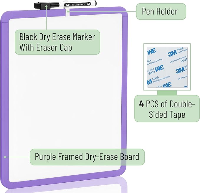Mr. Pen- Dry Erase Board, 14” x 11” with a Black Dry Erase Marker, Small Mini White Board for Students, Back to School Supplies