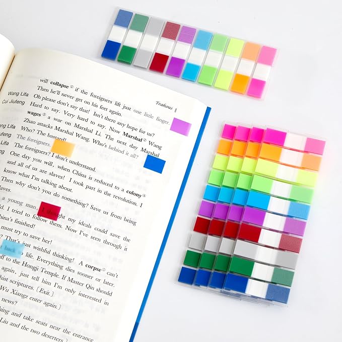 Sticky Tabs Notes Page Marker - 1000Pcs Transparent Pop Up Writable Colored Book Index Tab Repositionable File Flags Label Self Adhesive Divider Sticker for Notebook Office School Teacher Planner Memo