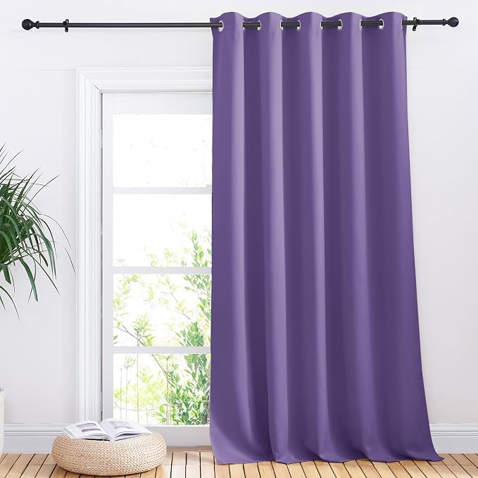 NICETOWN Sliding Door Curtains, Wide Thermal Blackout Patio Door Curtain Panel, Lilac Purple, W70 x L95, Sliding Door Drapes/Draperies with Grommet Top