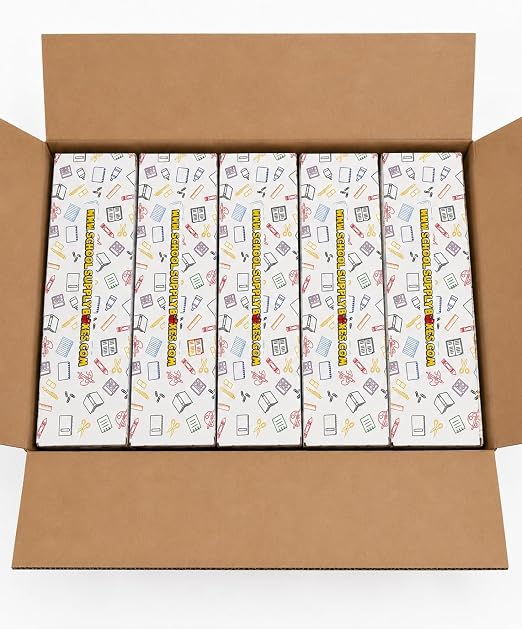 Back to School Supply Box (Case - 5 Boxes) - Grades K-5 Back to School Supplies - 32 Piece Kit Includes Markers, Crayons, Pencils, Scissors, Folders, Glue Sticks, Notebook, and Composition Book