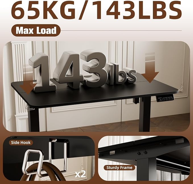Small Standing Desk, 35"x24" Height Adjustable Sit-Stand Home Office, Black | Electric Adjustable Standing Desk, Sit to Stand Computer Office Desk with Splice Board, Memory Preset, Lifts 28.7''-46.5"