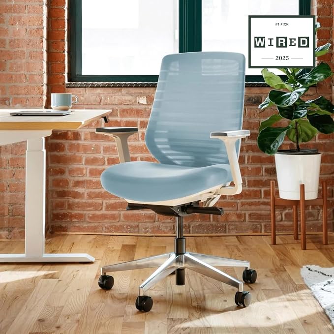 Branch Ergonomic Chair, Versatile Desk Chair with Adjustable Lumbar Support | Breathable Mesh Backrest and Smooth Wheels, Experience Optimal Comfort and Support, Light Blue